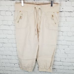 GUESS | linen drawstring waist cropped short pants